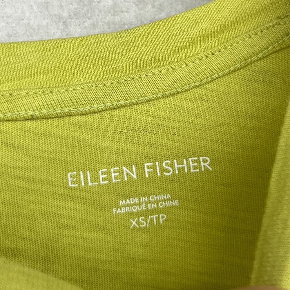 EILEEN FISHER Top XS Slub Organic Cotton Jersey Crew Neck Short Sleeve Green - Picture 5 of 10